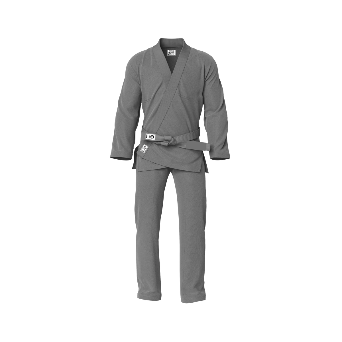 Entry-level grey gi worn by white belt during jiu jitsu training