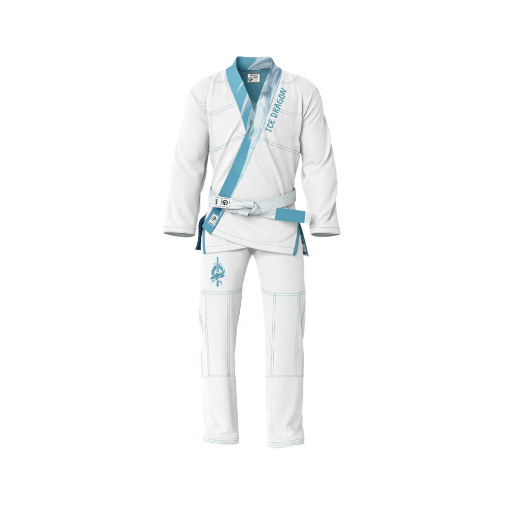 White Ice Dragon BJJ GI - Sublimation Brazilian Jiu Jitsu Gi - Premium Elite Series