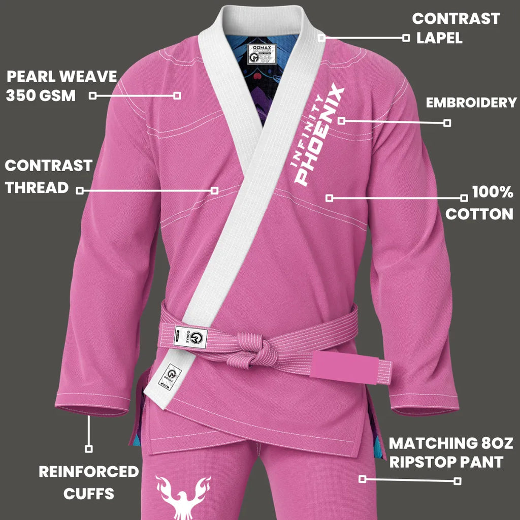 Infinity Phoenix Sublimation Pink Brazilian Jiu Jitsu Gi - Premium Elite Series (BJJ GI)