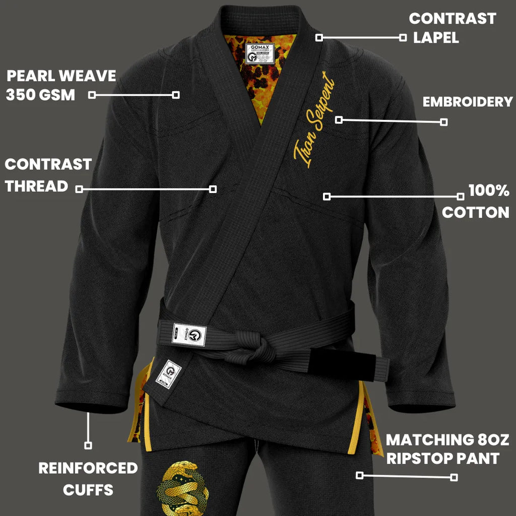 Iron Serpent Sublimation Black Brazilian Jiu Jitsu Gi - Premium Elite Series (BJJ GI)