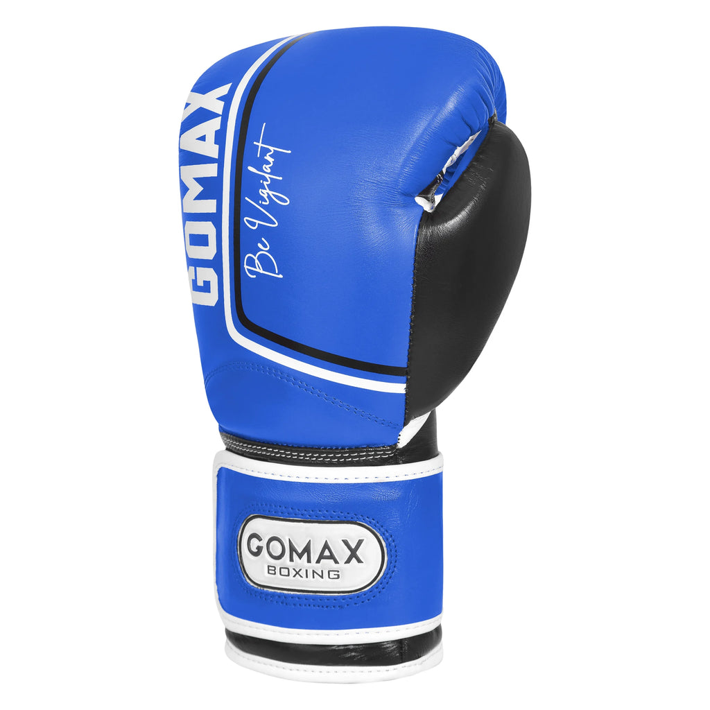leather boxing gloves in blue for professional training