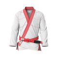 Front view of jiujitsu white gi showing lightweight design for kids and youth beginners.