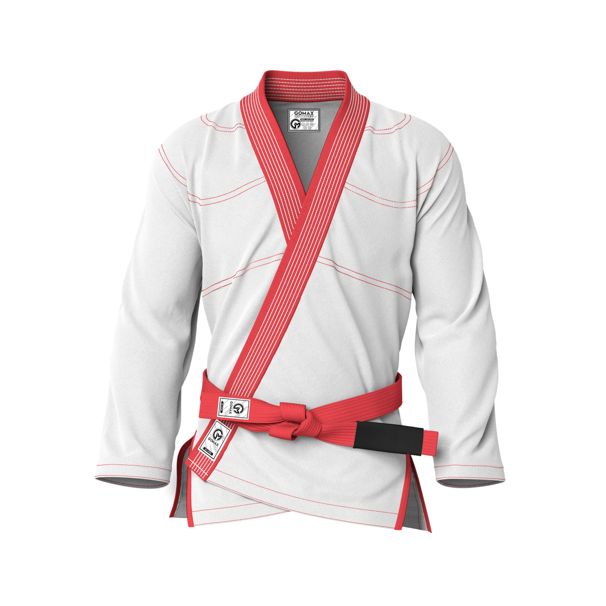 Front view of jiujitsu white gi showing lightweight design for kids and youth beginners.