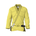 Front view of jiujitsu yellow gi showing tailored fit for youth, men, and women in BJJ training.