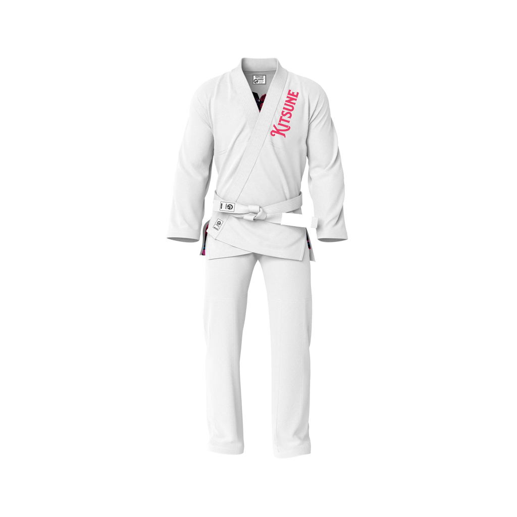 White Kitsune Blossom BJJ Gi - Sublimation Brazilian Jiu Jitsu Gi - Premium Summit Series