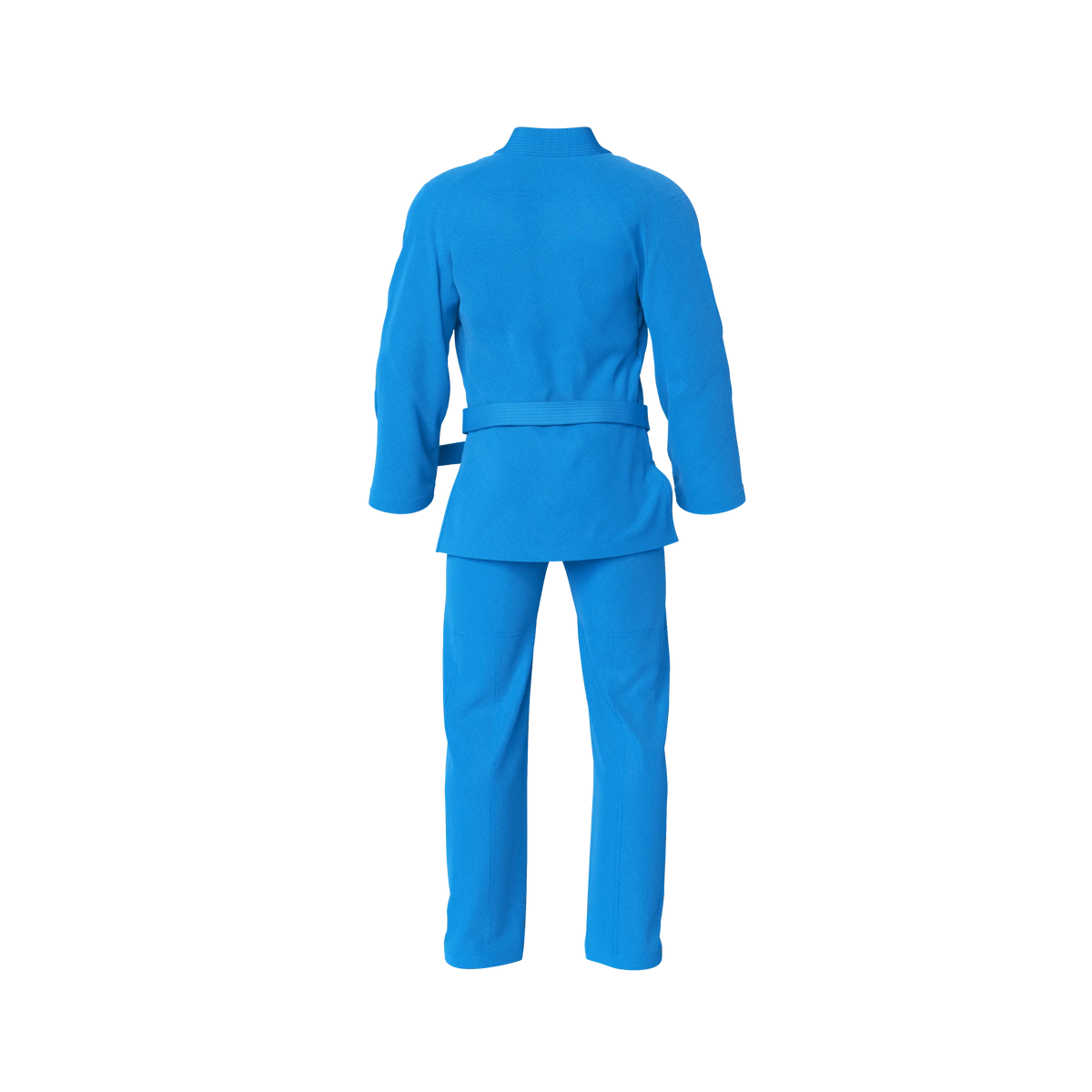 Ultralight blue gi back profile with reinforced stitching for summer sessions