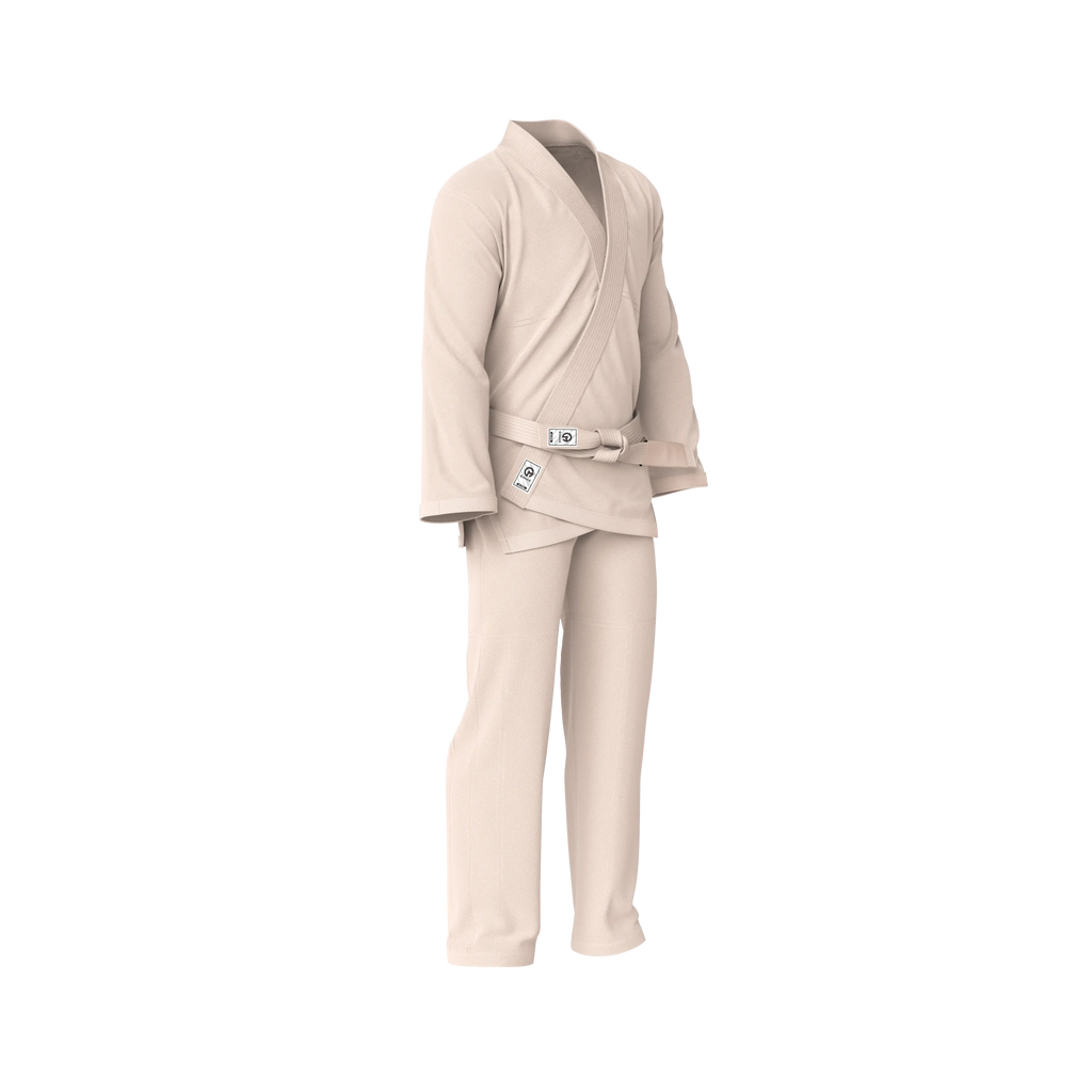 Summer-ready cream gi side profile highlighting lightweight fit and durable seams