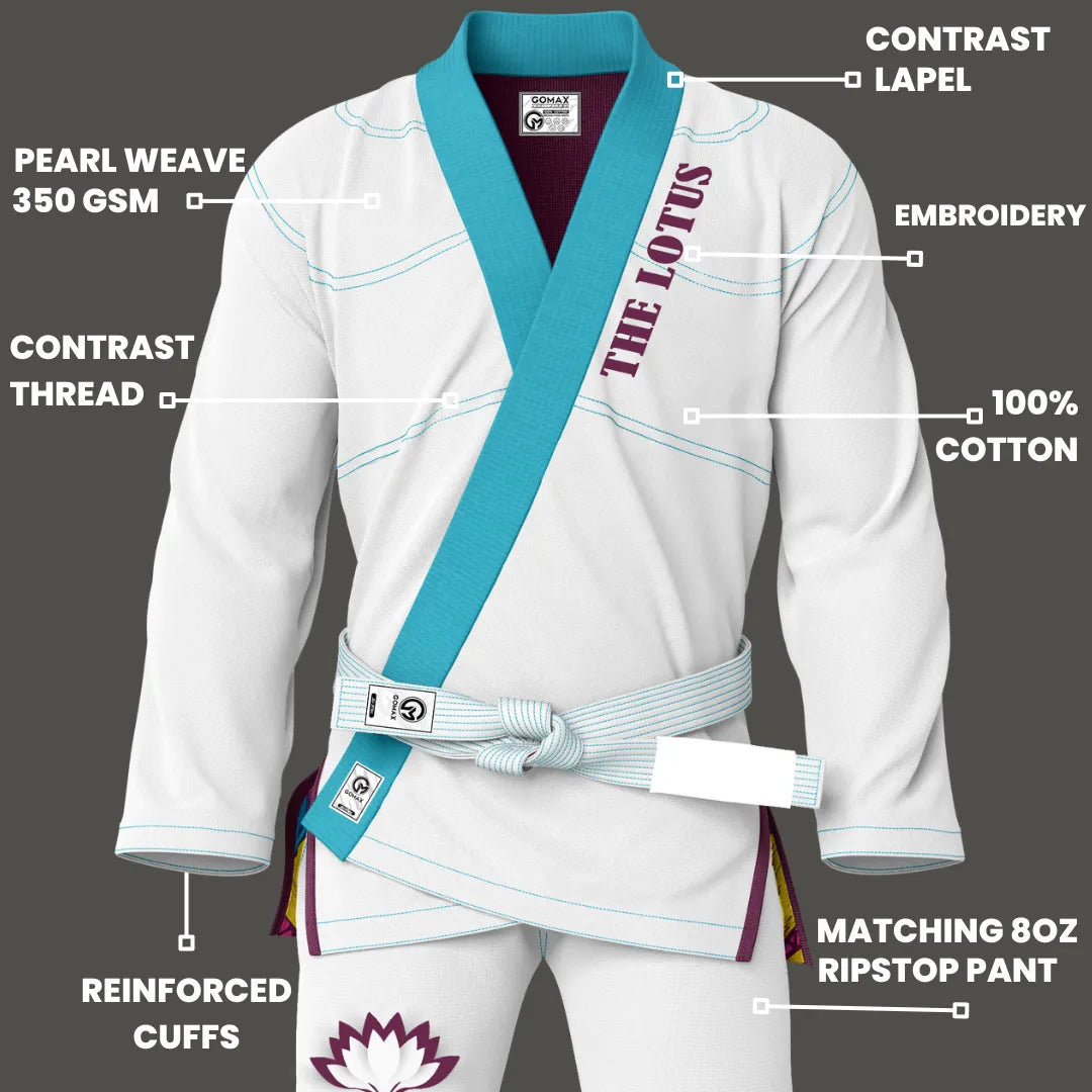 White Lotus Front BJJ GI - Sublimation Brazilian Jiu Jitsu Gi - Premium Elite Series