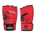 MMA gloves with dragon design and open-palm grip for training and sparring