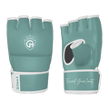 MMA hybrid gloves with Queen Green design and open-palm grip for sparring and training