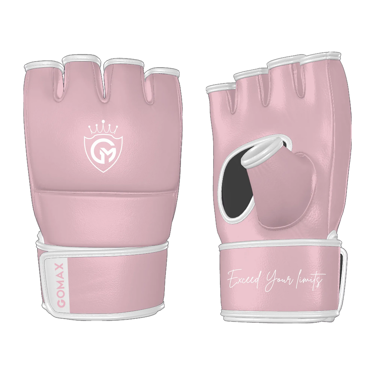 MMA padded gloves with Queen Pink design and wrist support for sparring and training