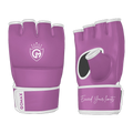 MMA striking gloves with Queen Purple design and open-palm grip for hybrid training