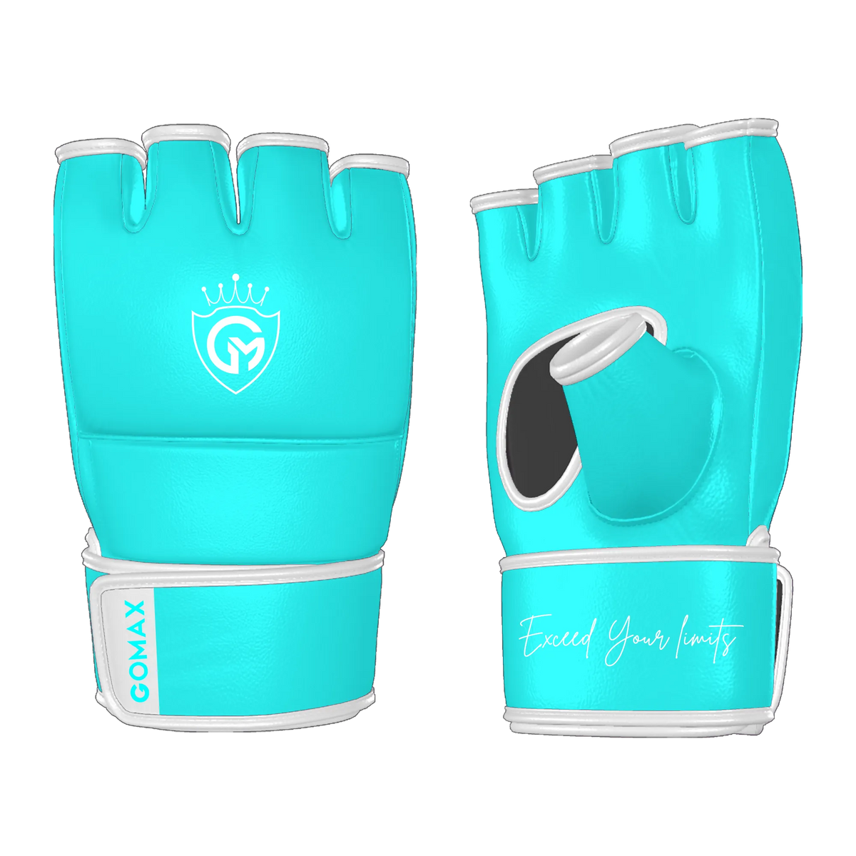 MMA open palm gloves with Queen Sky Blue design for striking, grappling, and bag work