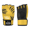 MMA fight gloves with wolf design and open-palm grip for hybrid combat