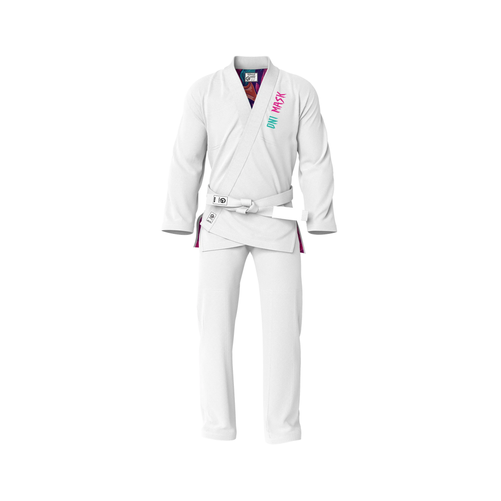 White Oni Mask Sublimation Brazilian Jiu Jitsu Gi - Premium Summit Series (BJJ GI)