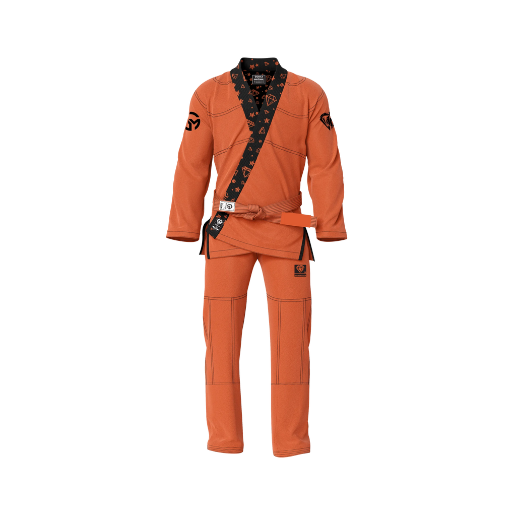 Jiujitsu orange gi worn by youth athlete during beginner BJJ training