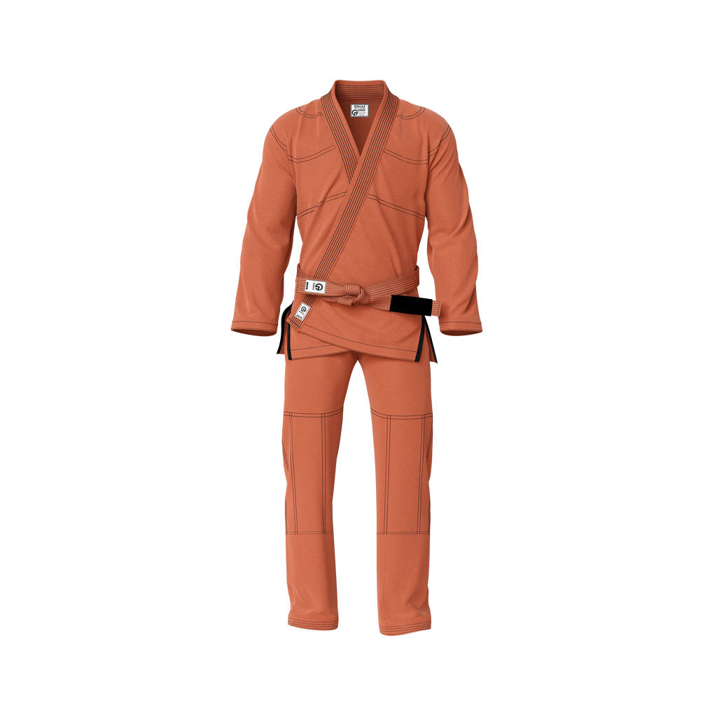 Orange gi for men shown during jiu jitsu training session