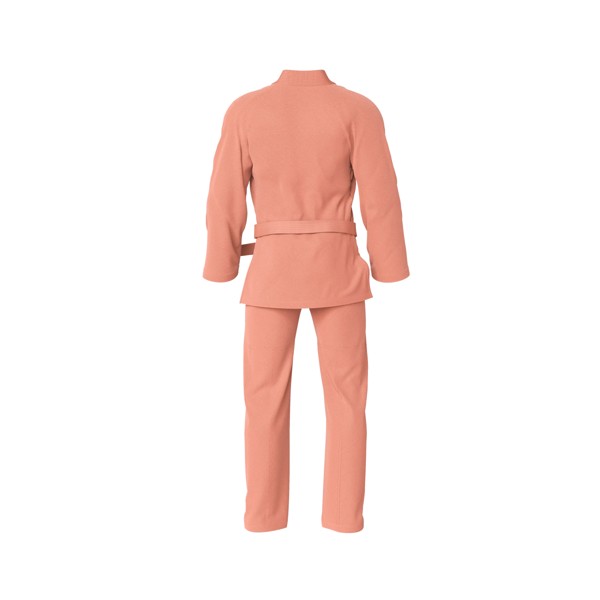 Peach youth BJJ gi back profile with reinforced stitching for junior grapplers
