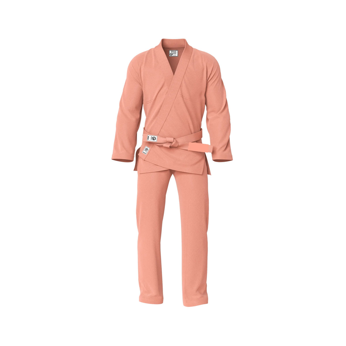 Peach gi for kids front view showing pastel design and durable cotton weave