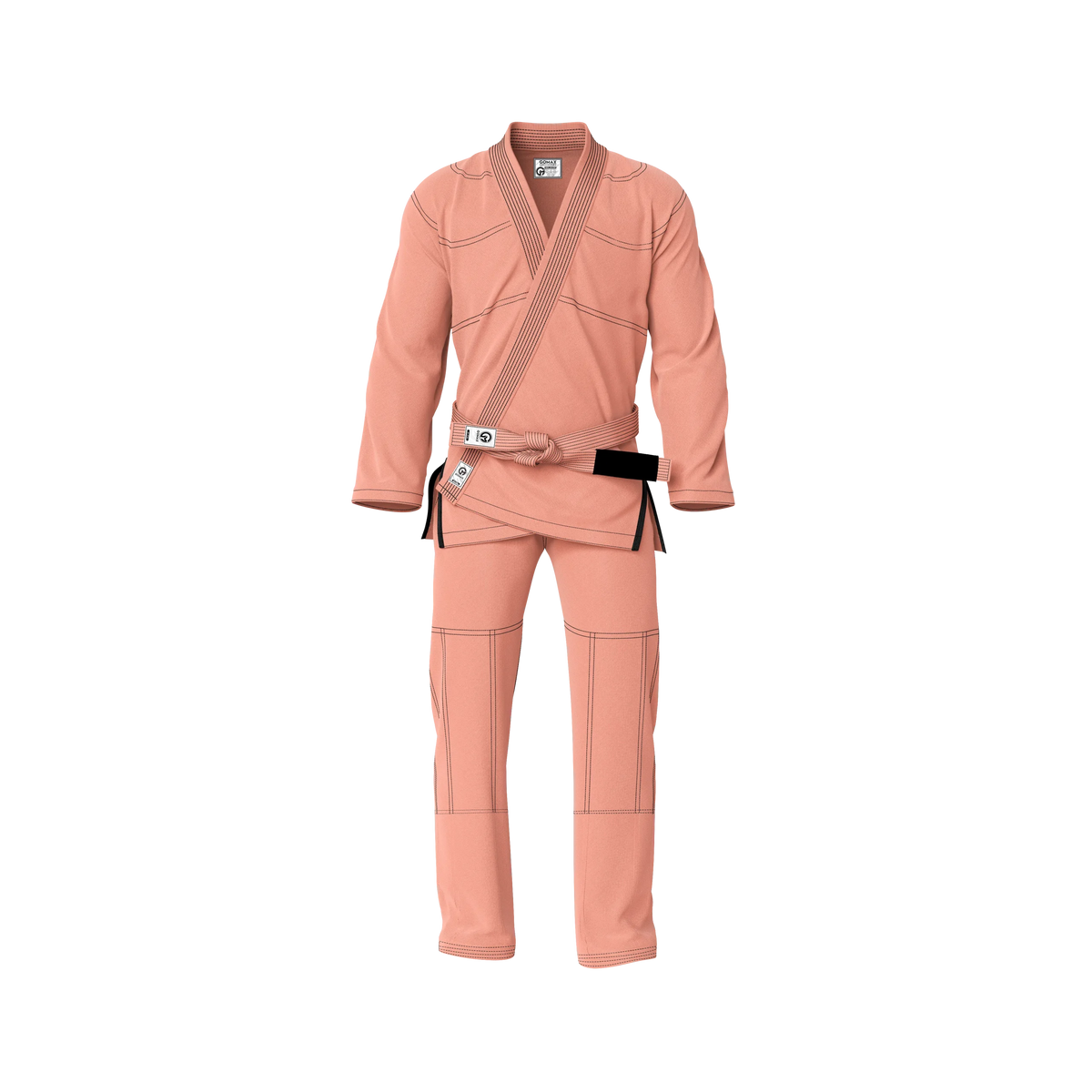 Peach gi for lifestyle front view highlighting casual design and pastel finish for BJJ training