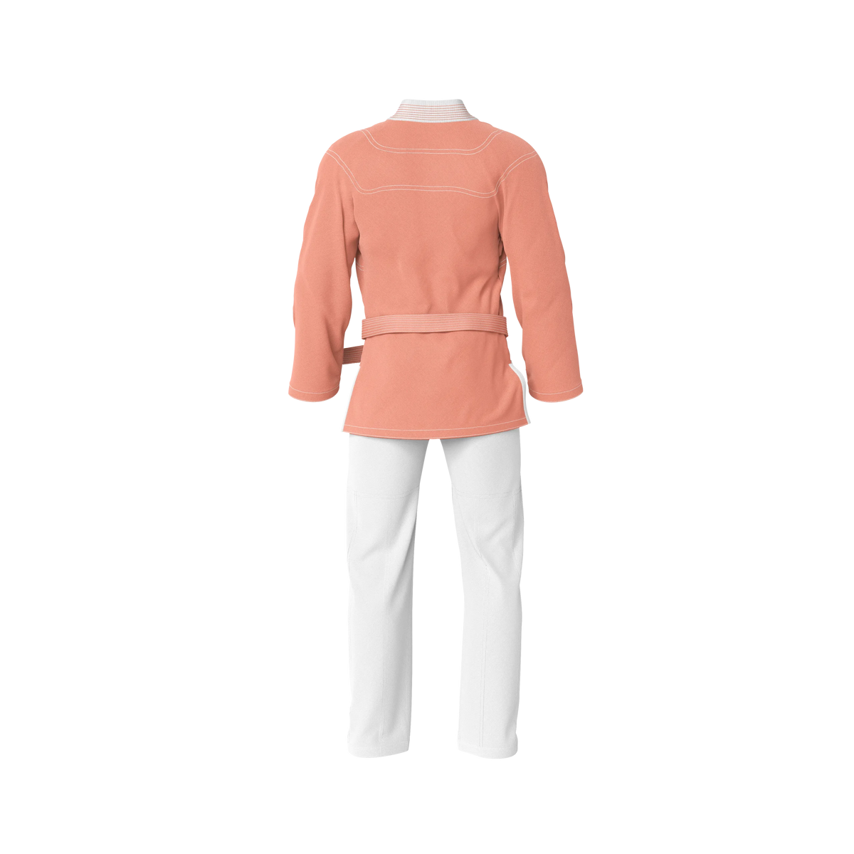 Peach gi for kids’ programs back profile with reinforced seams for junior drills