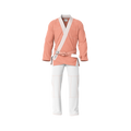 Peach gi for youth classes front view showing school‑approved fit and durable stitching