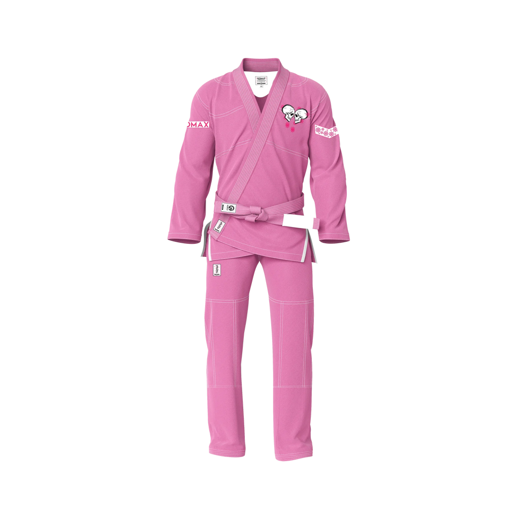 Pink BJJ Gi with pearl weave jacket and reinforced ripstop pants