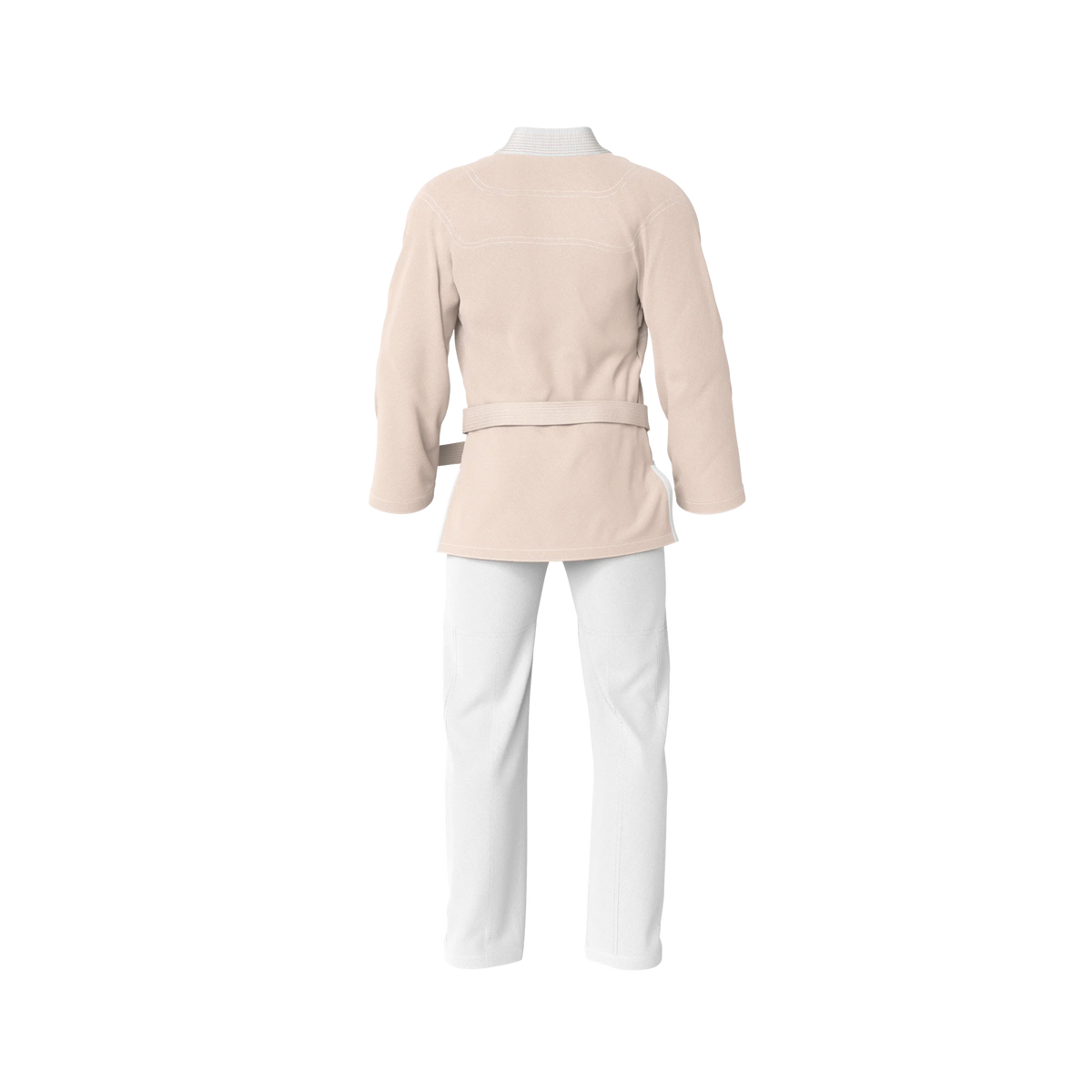 High quality cream gi back profile with reinforced stitching and top‑tier craftsmanship