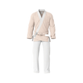 Premium cream BJJ gi front view showing luxury construction and elite detailing