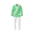 Premium green BJJ gi front view showing luxury construction and elite detailing