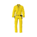 Premium yellow BJJ gi front view showing elite construction and competition‑grade details