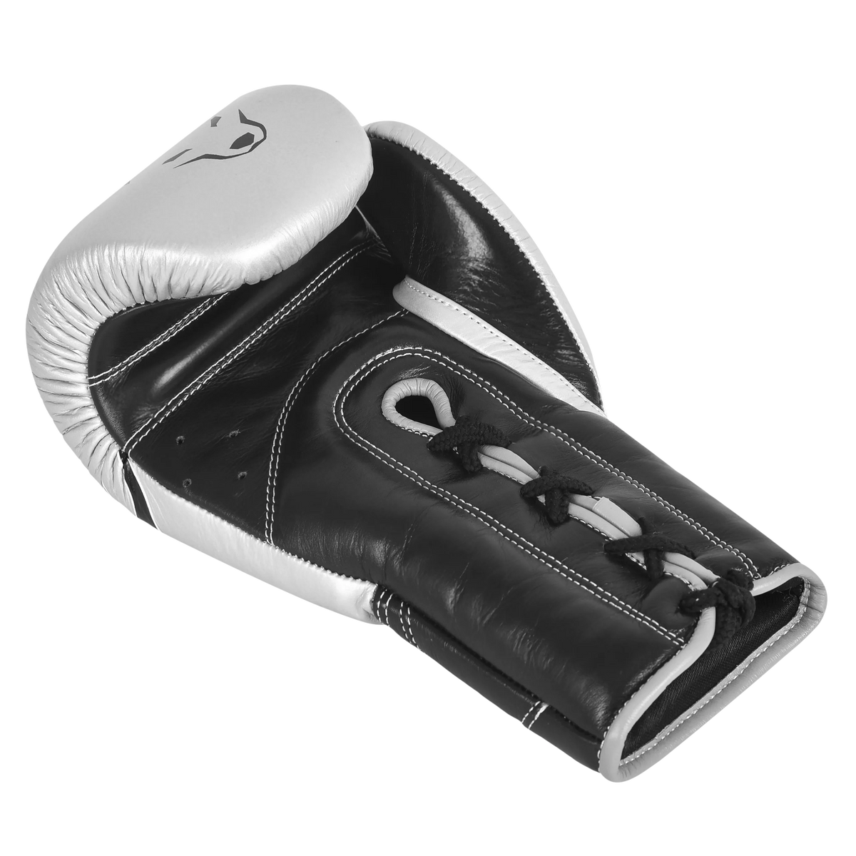 Close-up detail of the 100% natural leather construction, showcasing why these are considered the best leather boxing gloves.