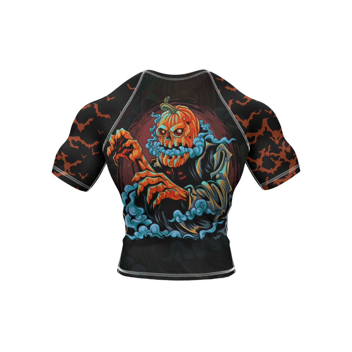 Black and orange Halloween compression shirt for fitness and sports