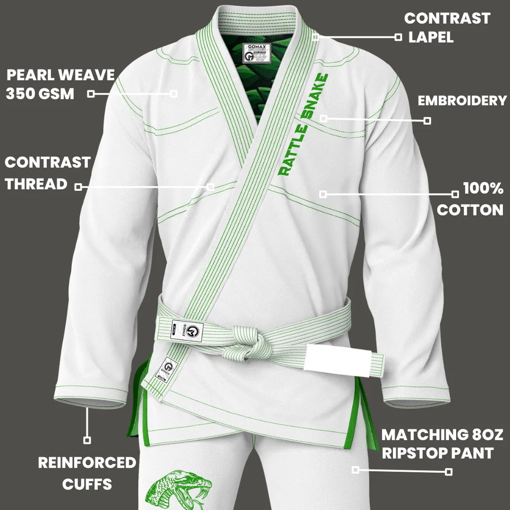 White Rattle Snake Sublimation Brazilian Jiu Jitsu Gi - Premium Elite Series (BJJ GI)