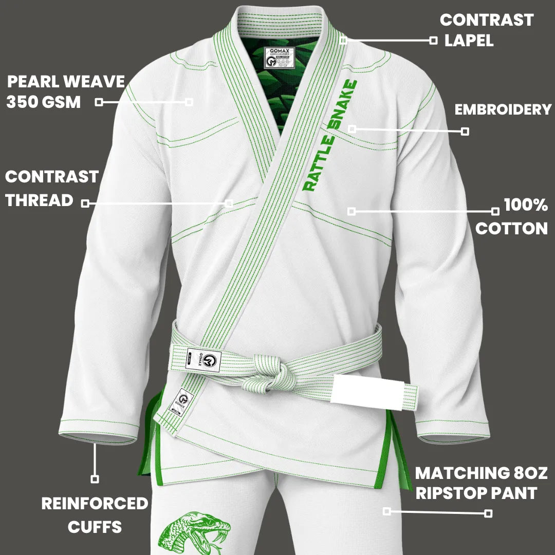 White Rattle Snake Sublimation Brazilian Jiu Jitsu Gi - Premium Elite Series (BJJ GI)