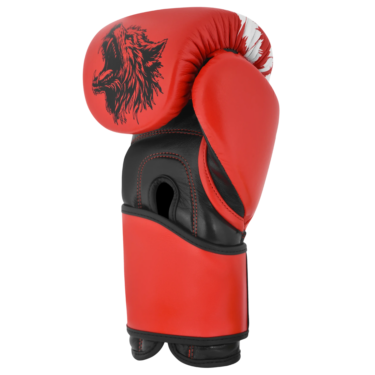 Iron Strike Pro Wolf Red/Black boxing glove with multi-layer foam padding