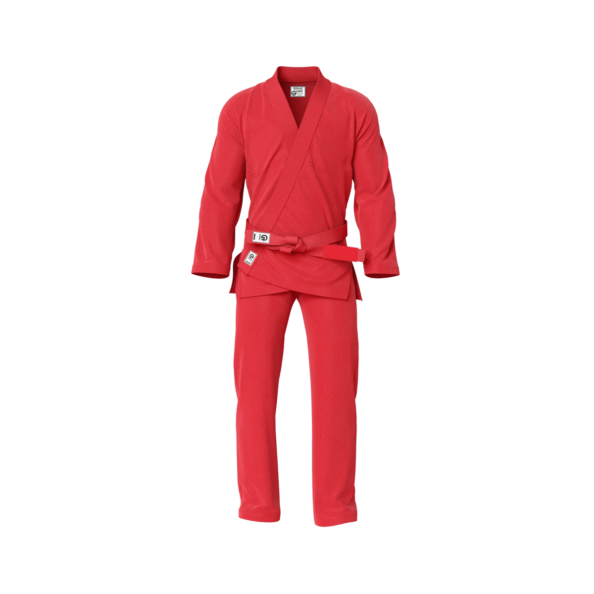 Red gi lightweight design worn by athlete during sparring session in academy setting
