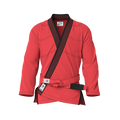Front view of red gi for women showing tailored fit and sleek design for female athletes in BJJ.