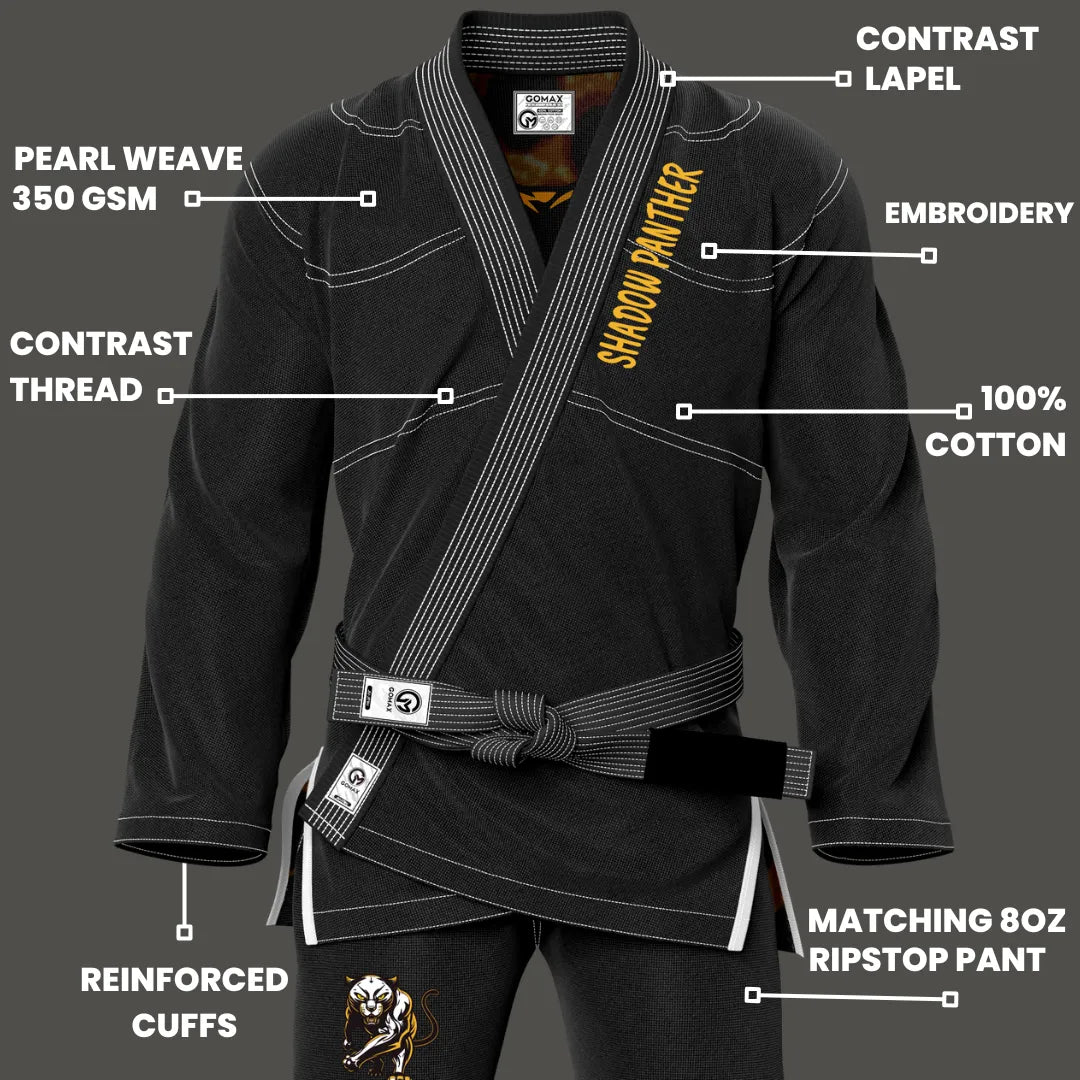 Shadow Panther Sublimation Black Brazilian Jiu Jitsu Gi - Premium Elite Series (BJJ GI)