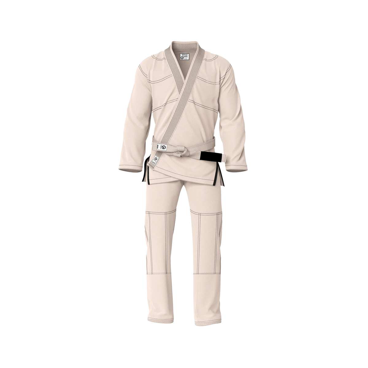 Stylish cream gi front view highlighting clean design and aesthetic fit for BJJ training