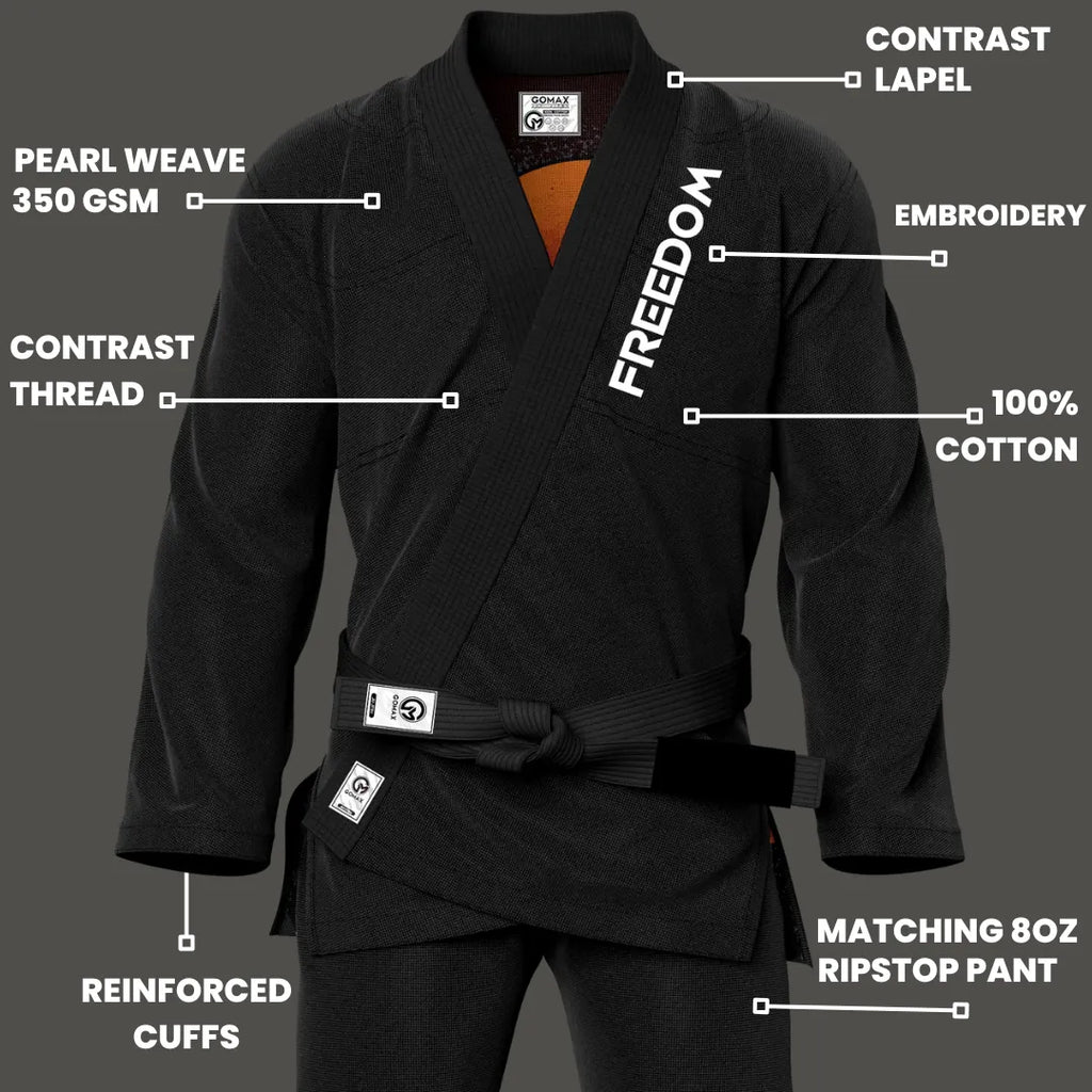 Freedom Sublimation Black Brazilian Jiu Jitsu Gi - Premium Summit Series (BJJ GI)