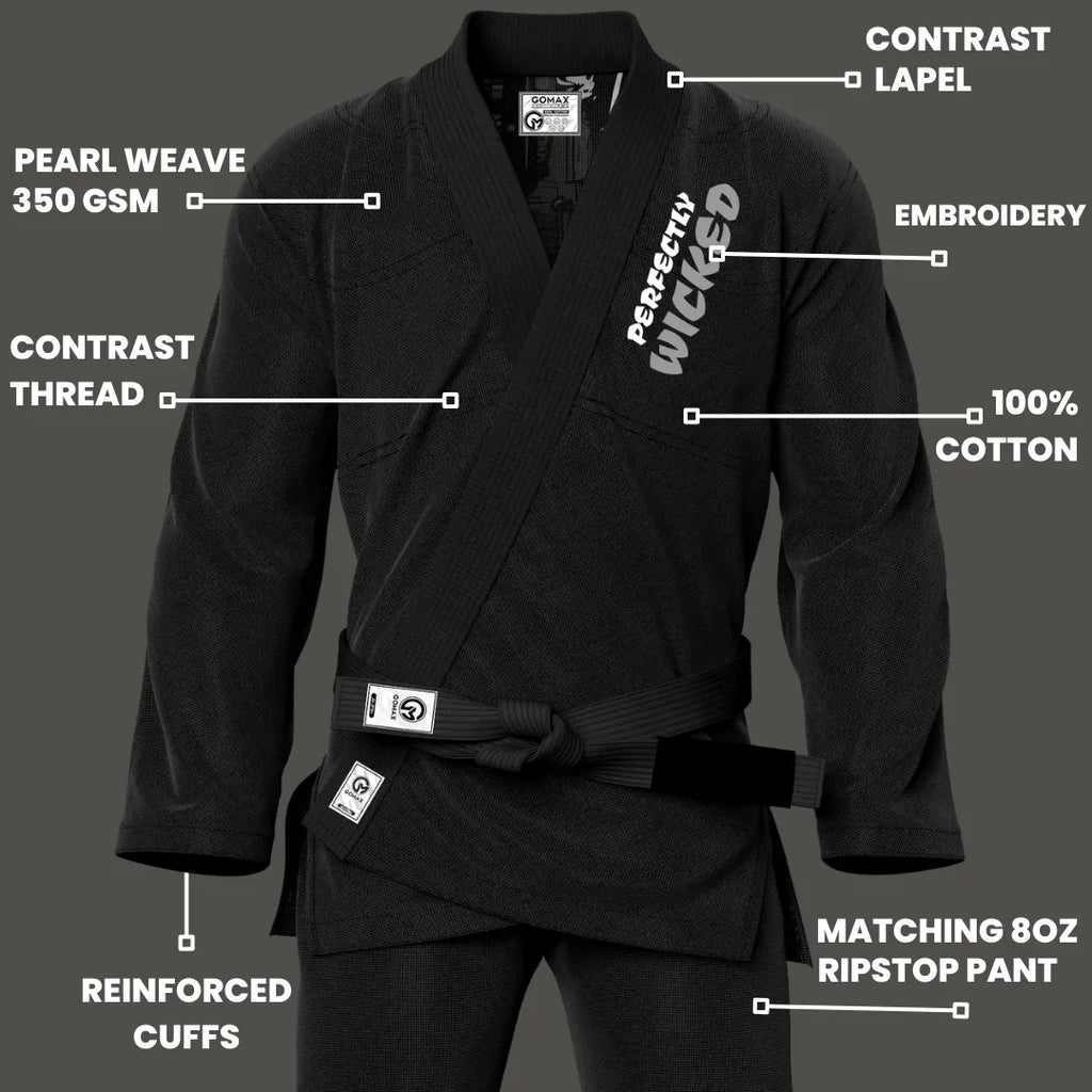 Perfectly Wicked Sublimation Black Brazilian Jiu Jitsu Gi - Premium Summit Series (BJJ GI)