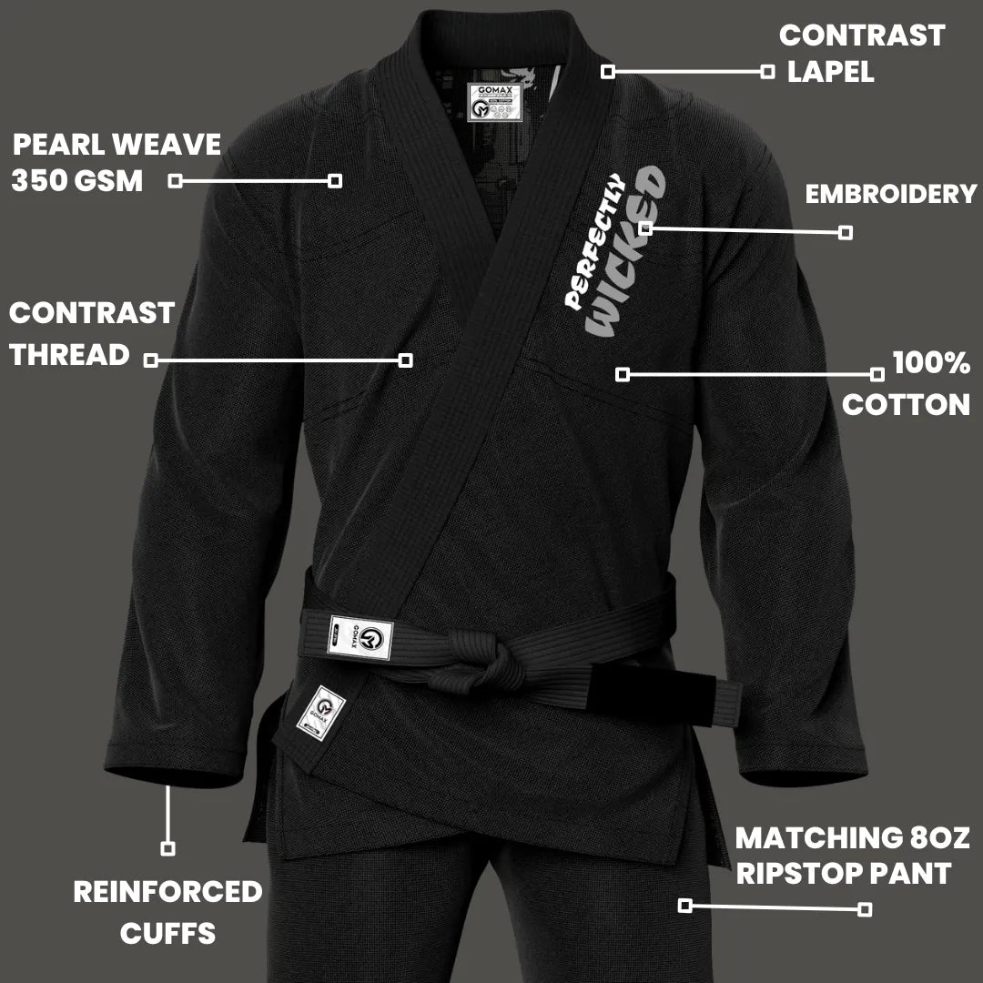 Perfectly Wicked Sublimation Black Brazilian Jiu Jitsu Gi - Premium Summit Series (BJJ GI)