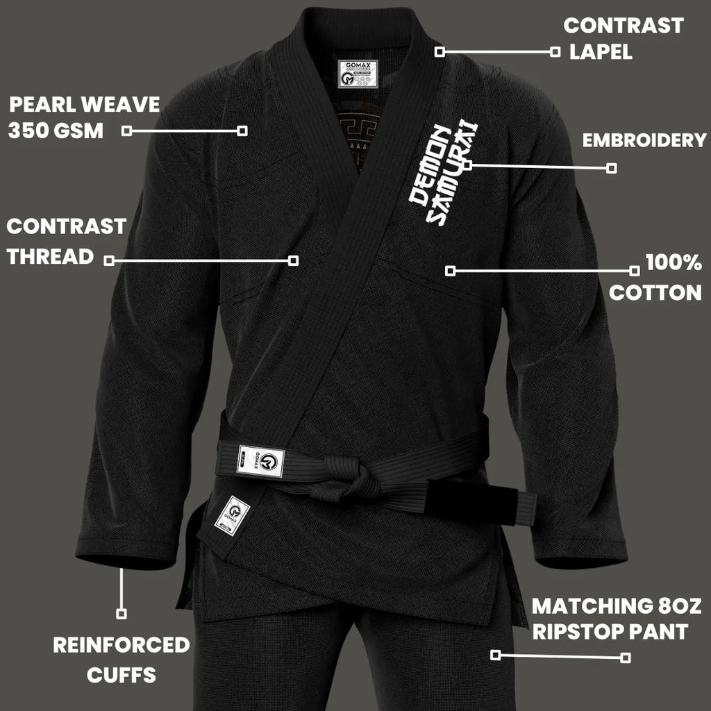Demon Samurai Sublimation Black Brazilian Jiu Jitsu Gi - Premium Summit Series (BJJ GI)