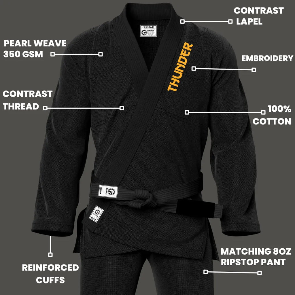 Thunder Sublimation Black Brazilian Jiu Jitsu Gi - Premium Summit Series (BJJ GI)