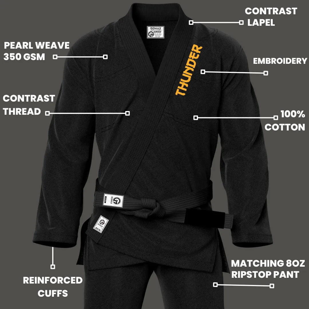 Thunder Sublimation Black Brazilian Jiu Jitsu Gi - Premium Summit Series (BJJ GI)