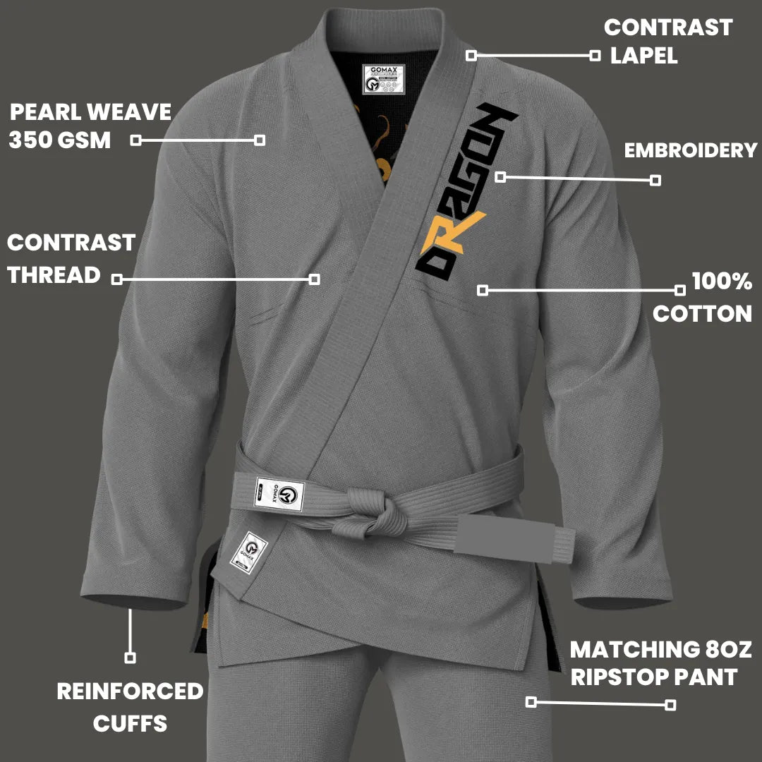 Awaken the Dragon Sublimation Grey Brazilian Jiu Jitsu Gi - Premium Summit Series (BJJ GI)