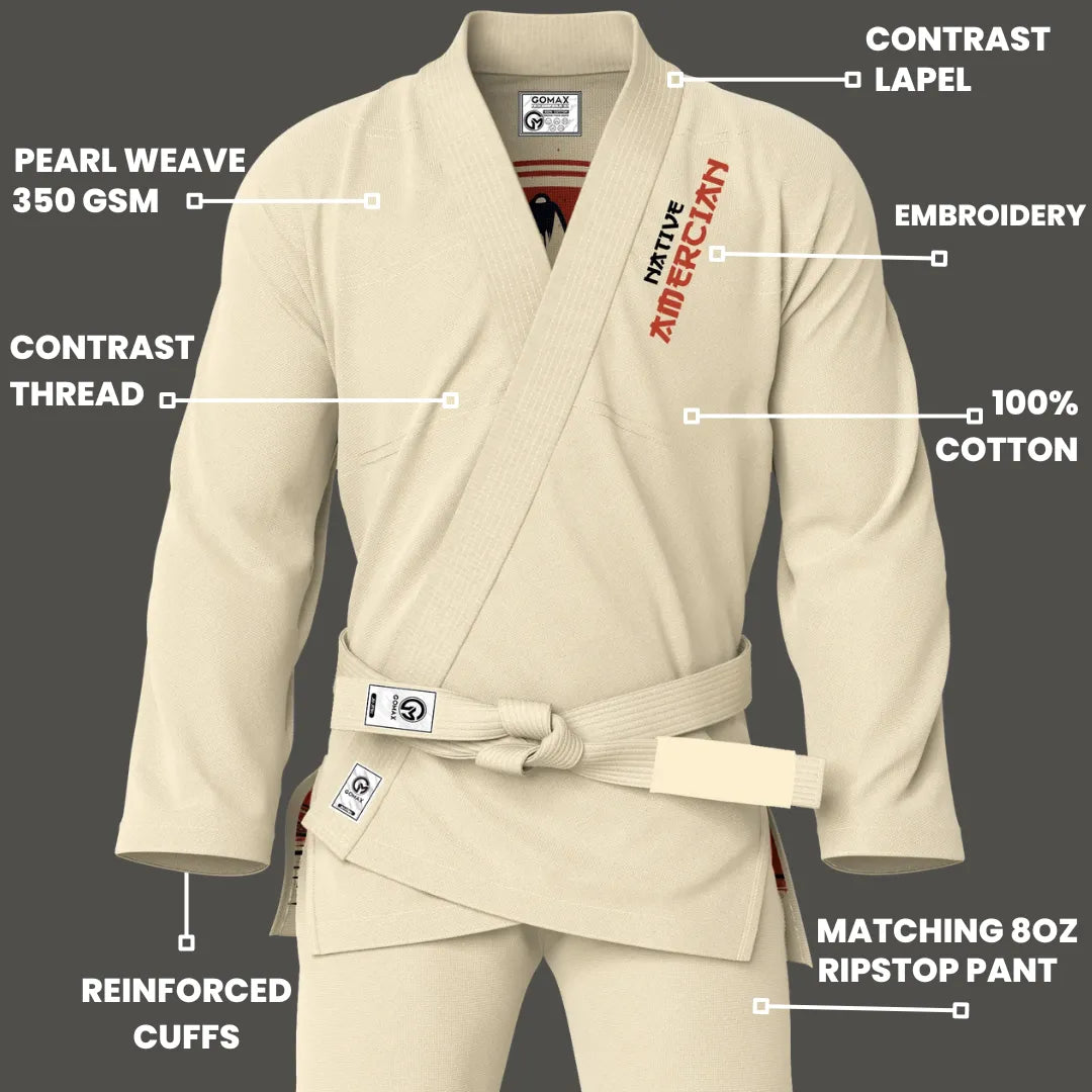 Native American Sublimation Cream Brazilian Jiu Jitsu Gi - Premium Summit Series (BJJ GI)