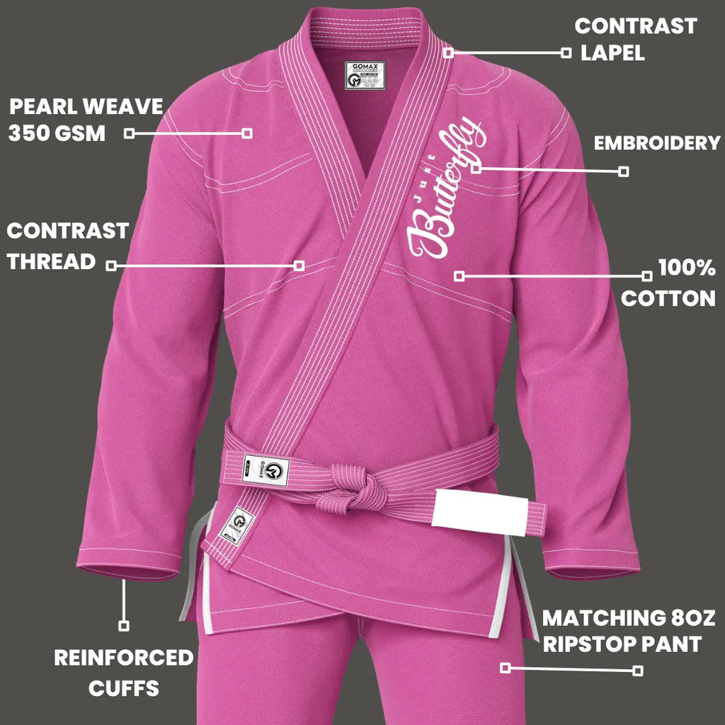 Just Butterfly Sublimation Pink Brazilian Jiu Jitsu Gi - Premium Summit Series (BJJ GI)