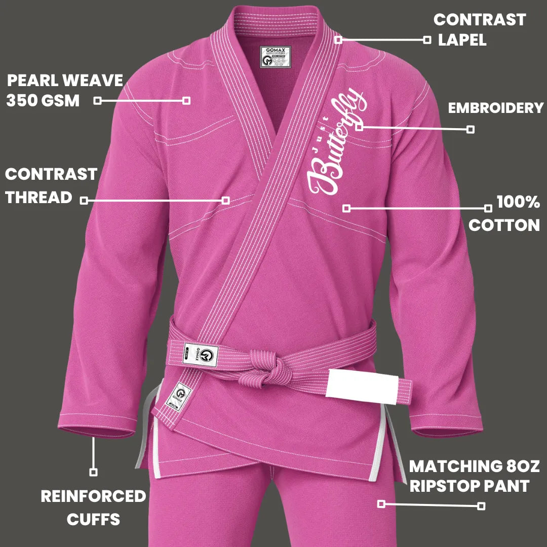 Just Butterfly Sublimation Pink Brazilian Jiu Jitsu Gi - Premium Summit Series (BJJ GI)